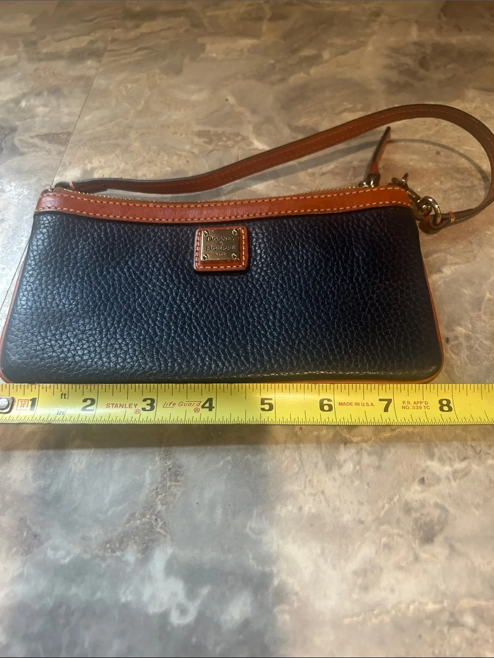 Dooney & Bourke Black and Brown Leather Wristlet Pouch